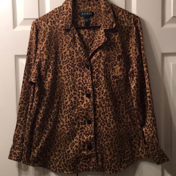 Ralph Lauren leopard animal print blouse/L - Picture 3 of 8
